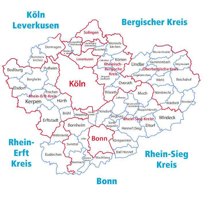 Karte des Einsatzgebiets der Rohrreinigung Barteck