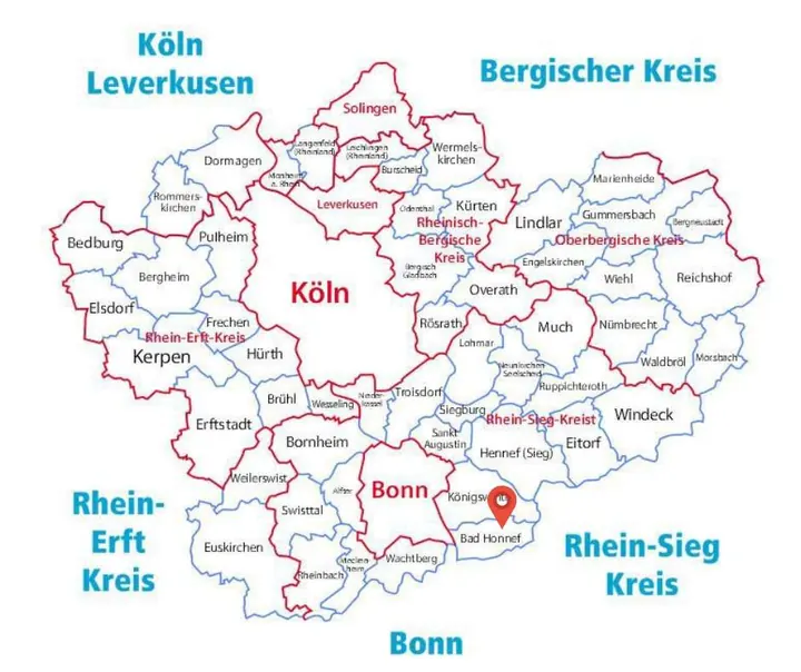 Karte: Einsatzort Bad Honnef der Rohrreinigung Barteck