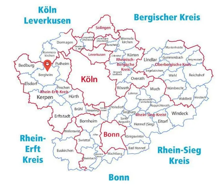 Karte: Einsatzort Bergheim der Rohrreinigung Barteck