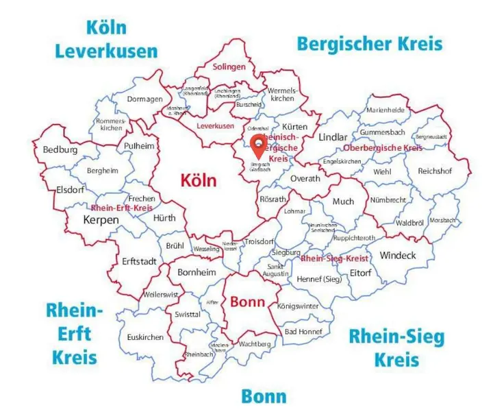 Karte: Einsatzort Bergisch Gladbach der Rohrreinigung Barteck