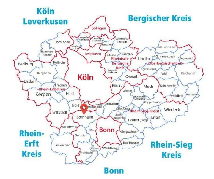 Karte: Einsatzort Bornheim der Rohrreinigung Barteck