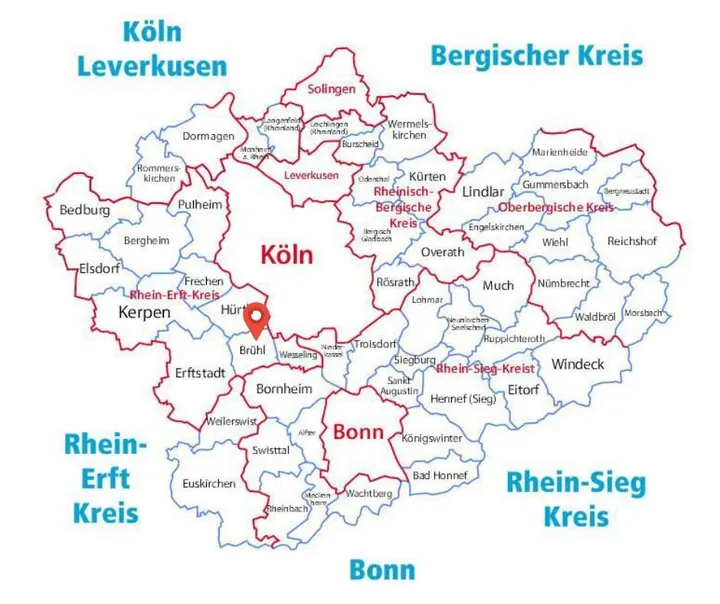 Karte: Einsatzort Brühl der Rohrreinigung Barteck