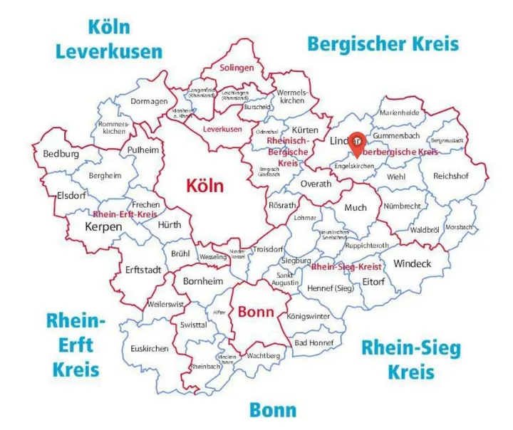 Karte: Einsatzort Engelskirchen der Rohrreinigung Barteck