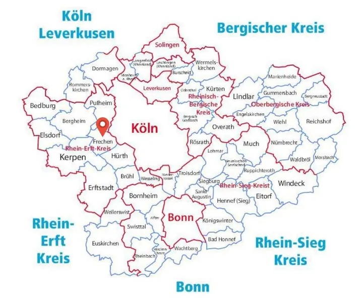 Karte: Einsatzort Frechen der Rohrreinigung Barteck