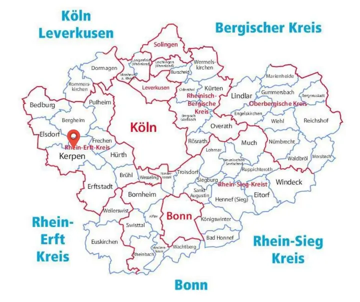 Karte: Einsatzort Kerpen der Rohrreinigung Barteck
