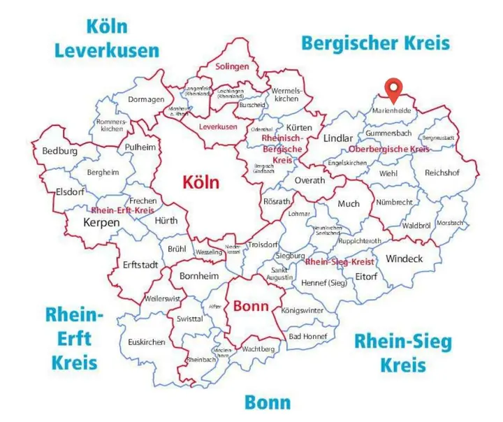 Karte: Einsatzort Marienheide der Rohrreinigung Barteck