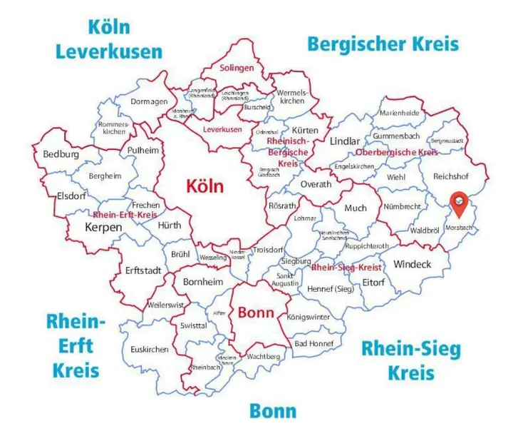 Karte: Einsatzort Morsbach der Rohrreinigung Barteck