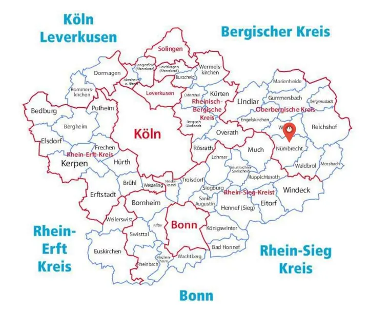 Karte: Einsatzort Nümbrecht der Rohrreinigung Barteck