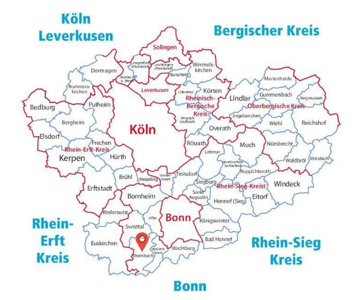 Karte: Einsatzort Rheinbach der Rohrreinigung Barteck