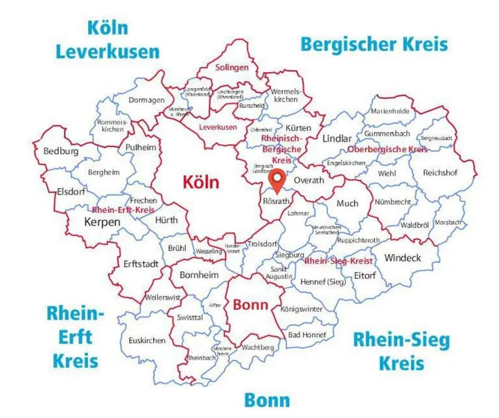Karte: Einsatzort Rösrath der Rohrreinigung Barteck