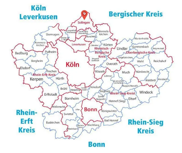 Karte: Einsatzort Solingen der Rohrreinigung Barteck