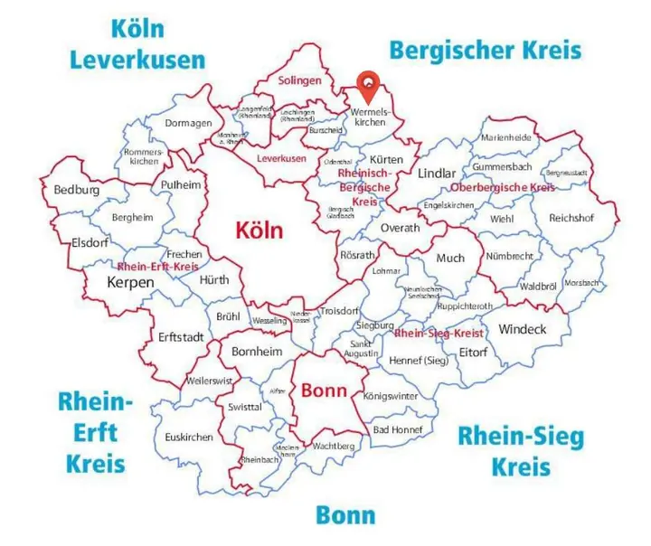 Karte: Einsatzort Wermelskirchen der Rohrreinigung Barteck